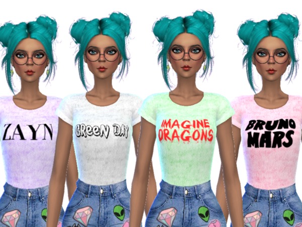 Sims 4 Band Tee Shirts Pack Seven by Wicked Kittie at TSR