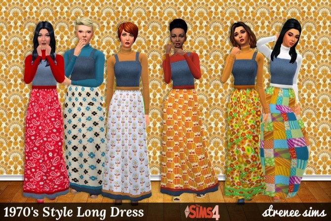 Sims 4 1970’s Styled Long Dress at Strenee Sims