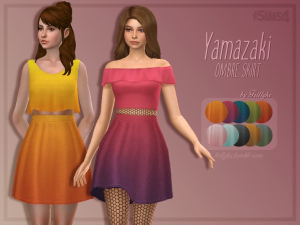 Sims 4 Yamazaki Ombre Skirt by Trillyke at TSR