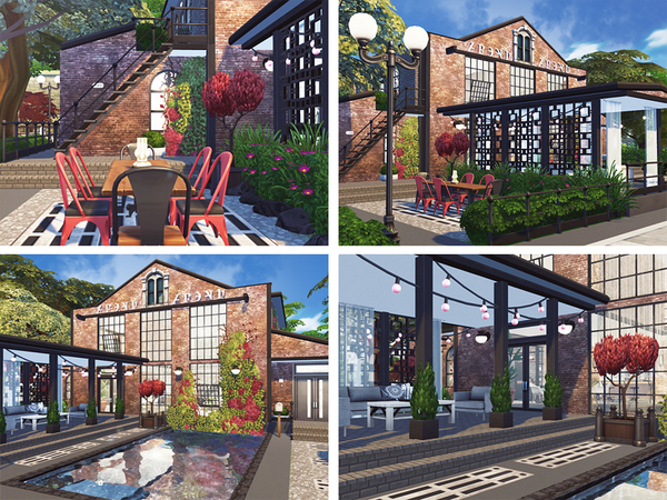 Sims 4 Vanda old factory converted into modern home by Rirann at TSR