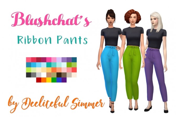 Sims 4 Blushchats ribbon pants at Deeliteful Simmer