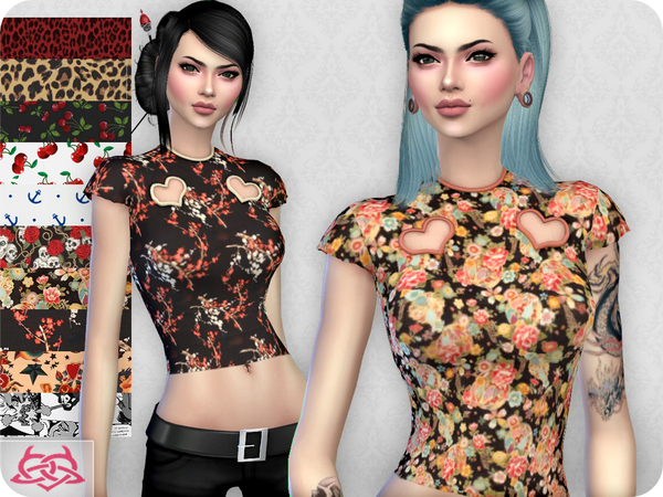 Sims 4 My love retro top by Colores Urbanos at TSR