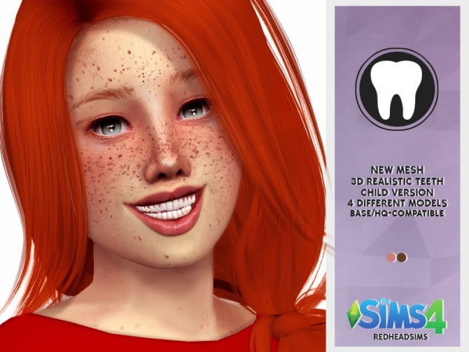 Sims 4 3D REALISTIC TEETH CHILD VERSION by Thiago Mitchell at REDHEADSIMS