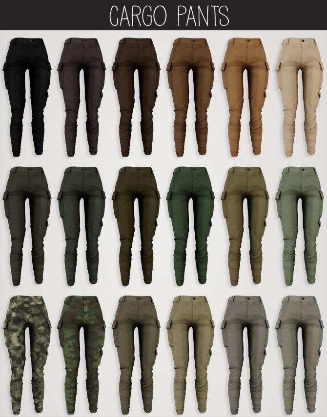 Jungle set safari blouse & cargo pants at Elliesimple » Sims 4 Updates