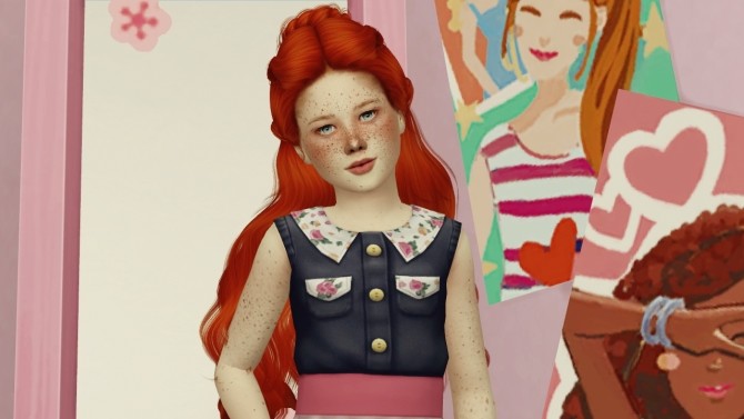 Sims 4 WINGS HAIR ETS1123 KIDS VERSION by Thiago Mitchell at REDHEADSIMS