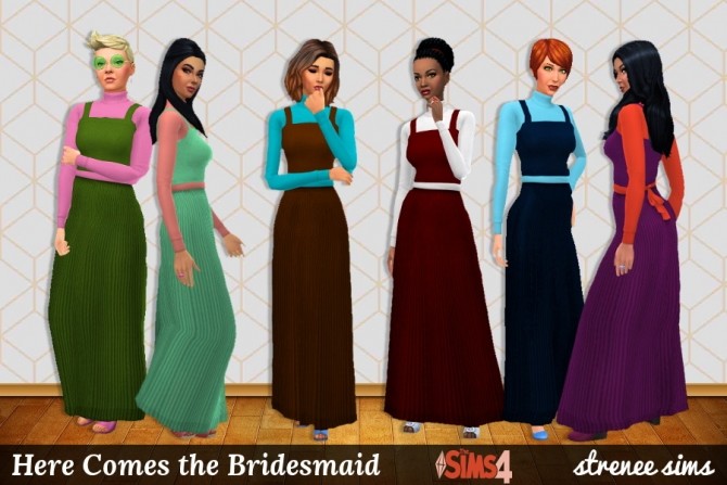Sims 4 Here Comes the Bridesmaid dress at Strenee Sims
