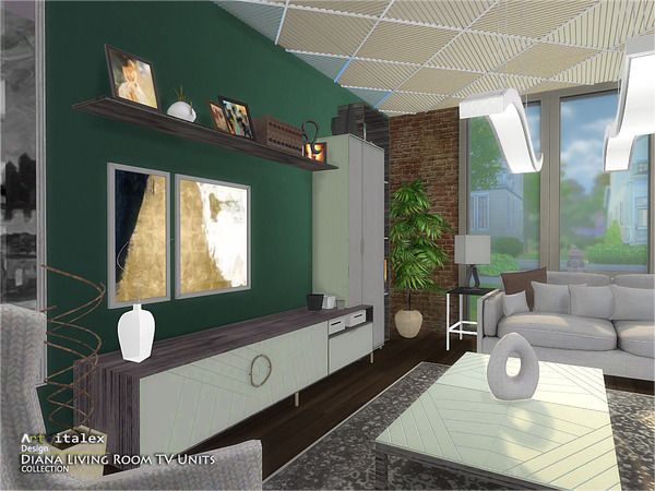 Sims 4 Diana Living Room TV Units by ArtVitalex at TSR
