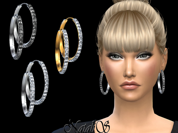 Sims 4 Crystal Hoop Earrings by NataliS at TSR