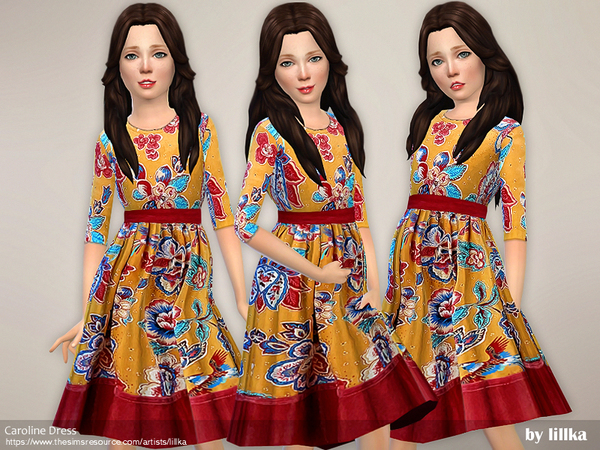 Sims 4 Caroline Dress by lillka at TSR