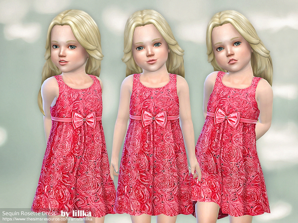Sims 4 Sequin Rosette Dress by lillka at TSR