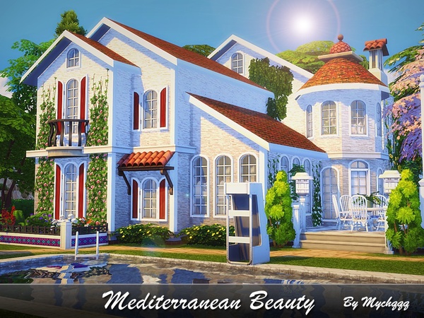 Sims 4 Mediterranean Beauty house by MychQQQ at TSR