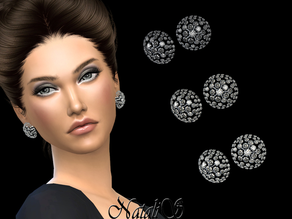 Sims 4 Crystal Button Earrings by NataliS at TSR