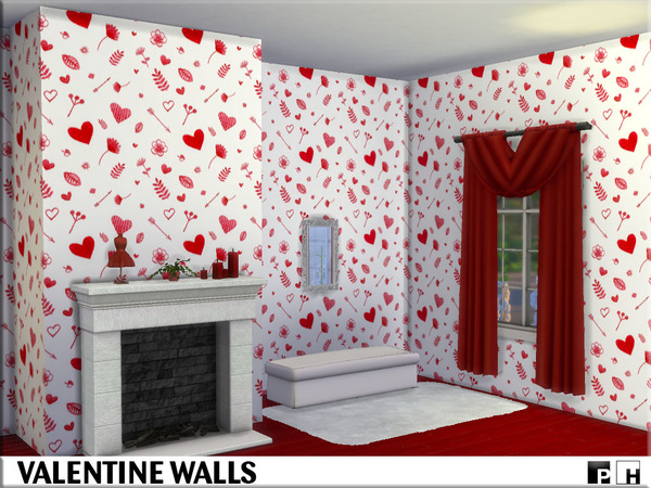 Sims 4 Valentine Walls by Pinkfizzzzz at TSR