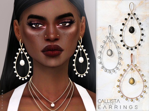 Sims 4 Callista Earrings by Pralinesims at TSR