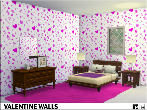 Sims 4 Valentine Walls by Pinkfizzzzz at TSR