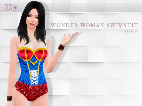 Sims 4 Wonder Woman Swimsuit by RobertaPLobo at TSR