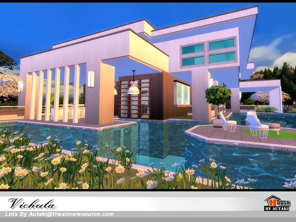 Sims 4 Vichuta Modern house NoCC by autaki at TSR