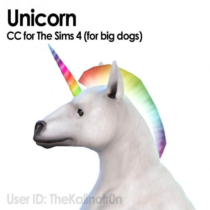 Sims 4 Unicorn Horn with Mane (big dogs) at Kalino