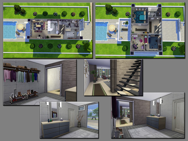 Sims 4 MB Stacked Construction modern cube style house by matomibotaki at TSR