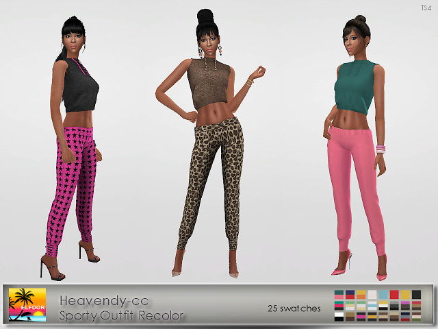 Sims 4 Heavendy cc Sporty Outfit Recolor at Elfdor Sims