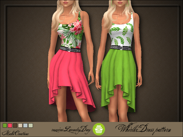Sims 4 Whirlki Dress solid and pattern by MahoCreations at TSR
