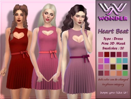 WS Heart Beat Dress by Wonder Sims at TSR