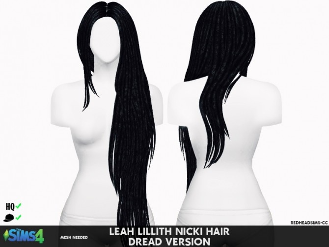 Sims 4 LEAH LILLITH NICKI HAIR DREAD VERSION at REDHEADSIMS