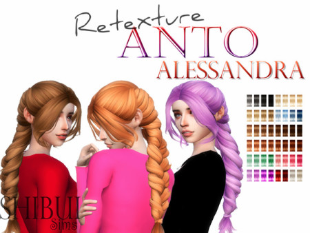 Retexture Anto Alessandra hair by Shibui Sims at TSR