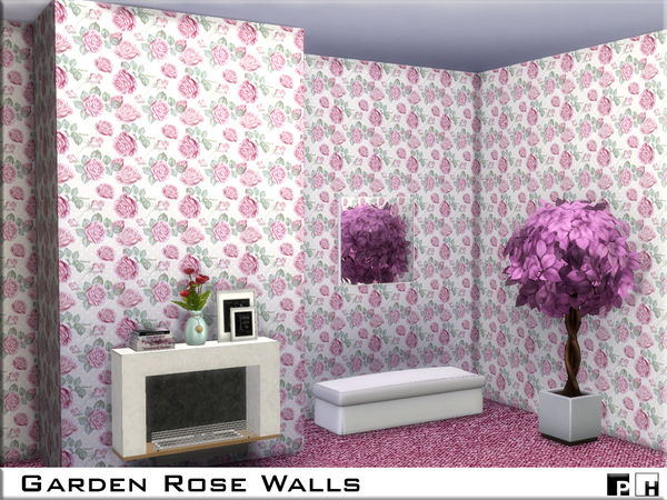 Sims 4 Garden Rose Walls by Pinkfizzzzz at TSR