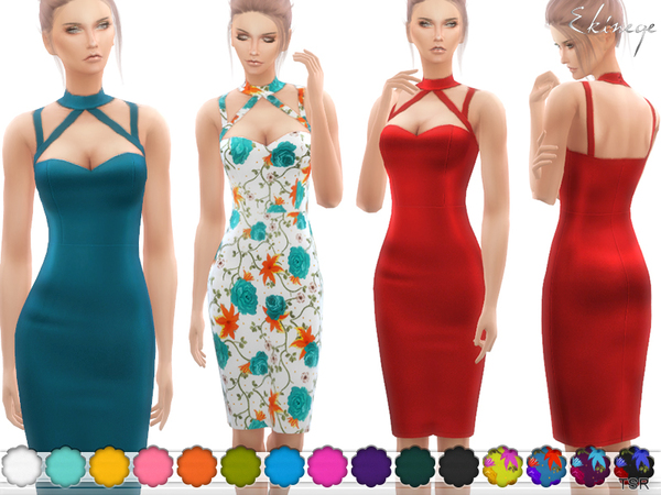 Sims 4 Dress With Cut Out Neckline by ekinege at TSR