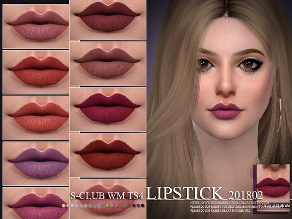 Sims 4 Lipstick 201802 by S Club WM at TSR