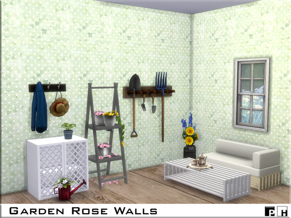 Sims 4 Garden Rose Walls by Pinkfizzzzz at TSR