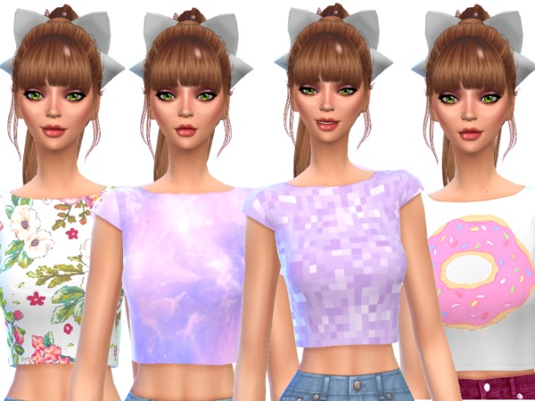 Sims 4 Pastel Gothic Crop Tops Pack Five by Wicked Kittie at TSR