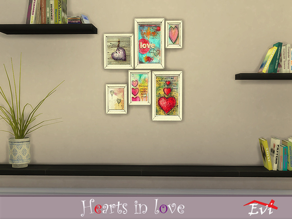 Sims 4 Hearts in Love paintings by evi at TSR