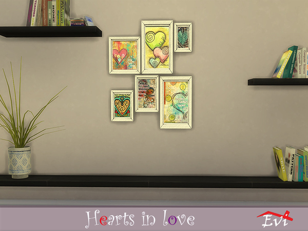 Sims 4 Hearts in Love paintings by evi at TSR