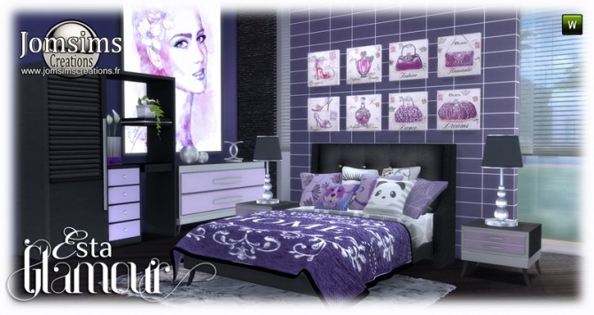 Sims 4 Esta glamorous bedroom at Jomsims Creations