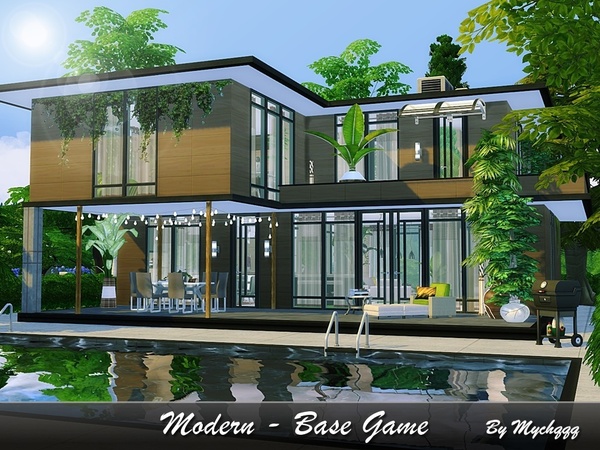 Sims 4 Modern Base Game home by MychQQQ at TSR