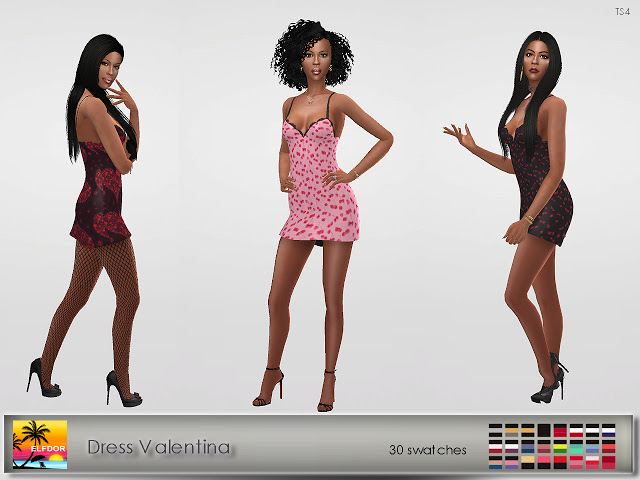 Sims 4 Dress Valentina at Elfdor Sims