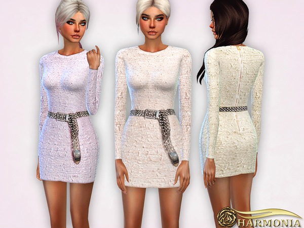 Sims 4 Tweed Mini Dress by Harmonia at TSR