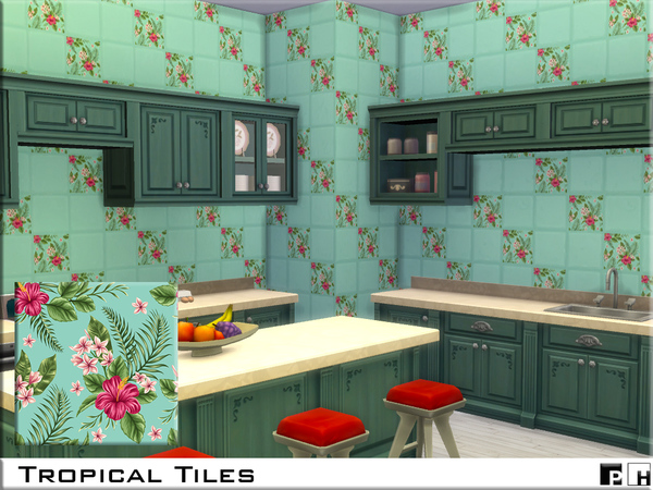 Sims 4 Tropical Tiles by Pinkfizzzzz at TSR