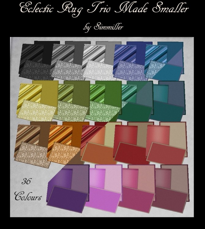 Sims 4 Eclectic Rug Trio Made Smaller 3x3 by Simmiller at Mod The Sims