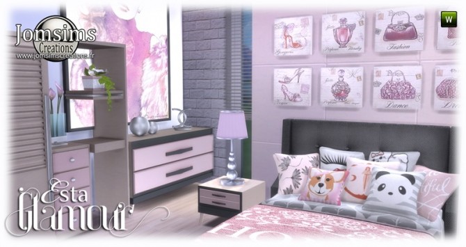 Sims 4 Esta glamorous bedroom at Jomsims Creations