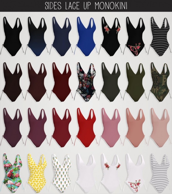 Sims 4 Sides lace up monokini at Elliesimple