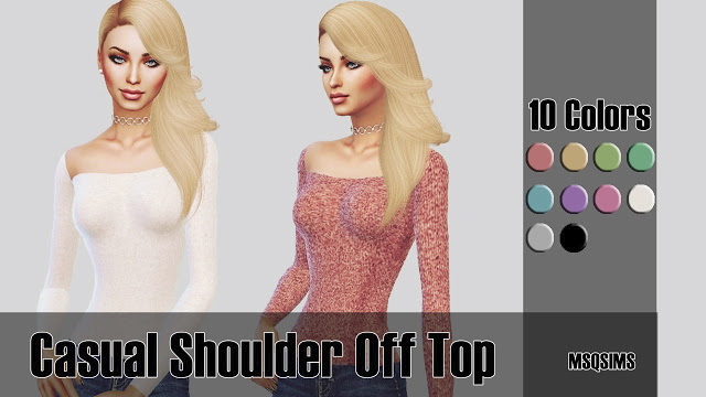 Sims 4 Casual Shoulder Off Top at MSQ Sims