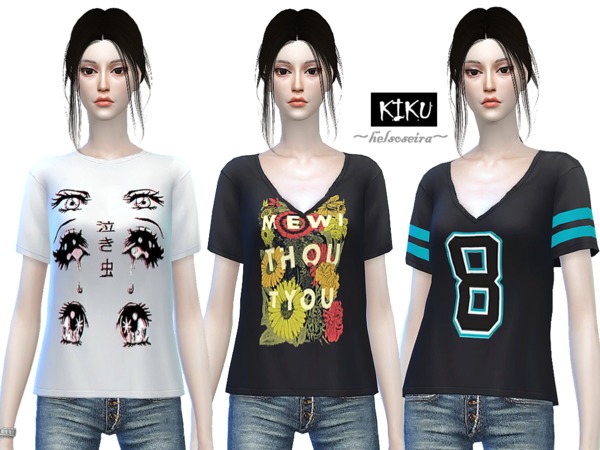 Sims 4 KIKU Loose T shirt by Helsoseira at TSR