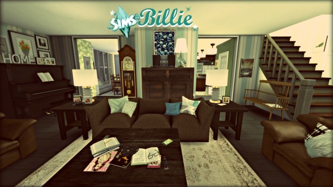 Sims 4 Billie Living Room and Foyer by Rissy Rawr at Pandasht Productions