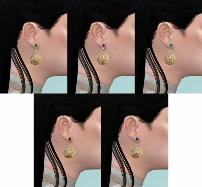 Sims 4 Peacock earrings by Delise at Sims Artists