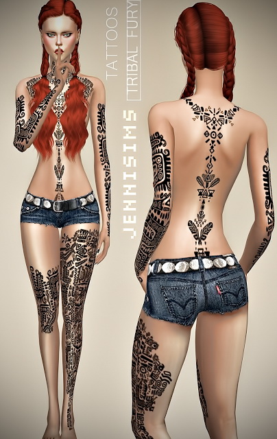 Sims 4 Collection Makeup & Tattoos (Tribal Fury, Wound, Dirt) at Jenni Sims