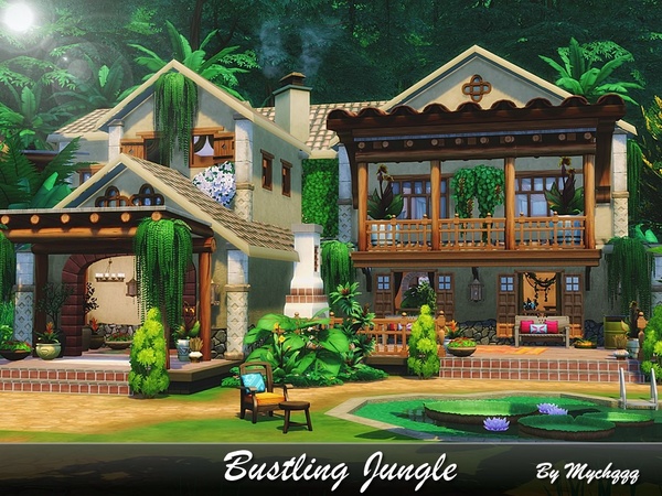 Sims 4 Bustling Jungle house by MychQQQ at TSR