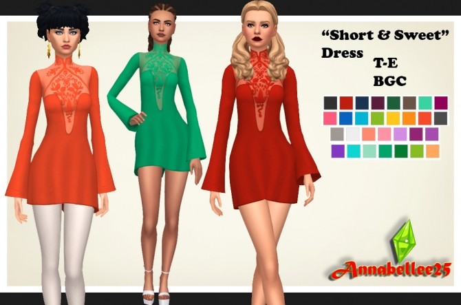 Sims 4 Short & Sweet Dress by Annabellee25 at SimsWorkshop